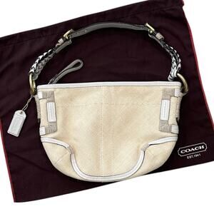 Y2K Coach Angora Raffia Leather Hobo Purse